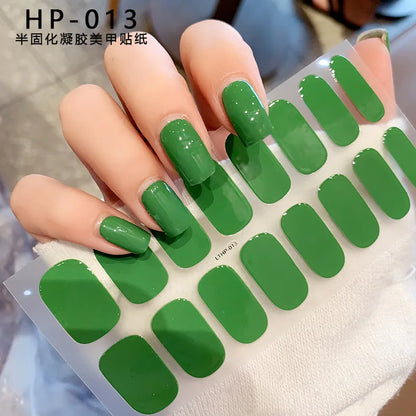 16 Stunning 5D Volledige Dekking Nagelstickers - Semi-Genezen UV Gel Wraps voor Modebewuste Nagelkunst en Verlengingen!