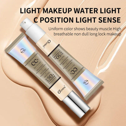 Ocheal 30g CC Cream Foundation - Waterdichte Concealer & Vochtinbrengende Zonnebrandcrème met SPF 50+ voor Langdurige, Verhelderende Make-up Primer