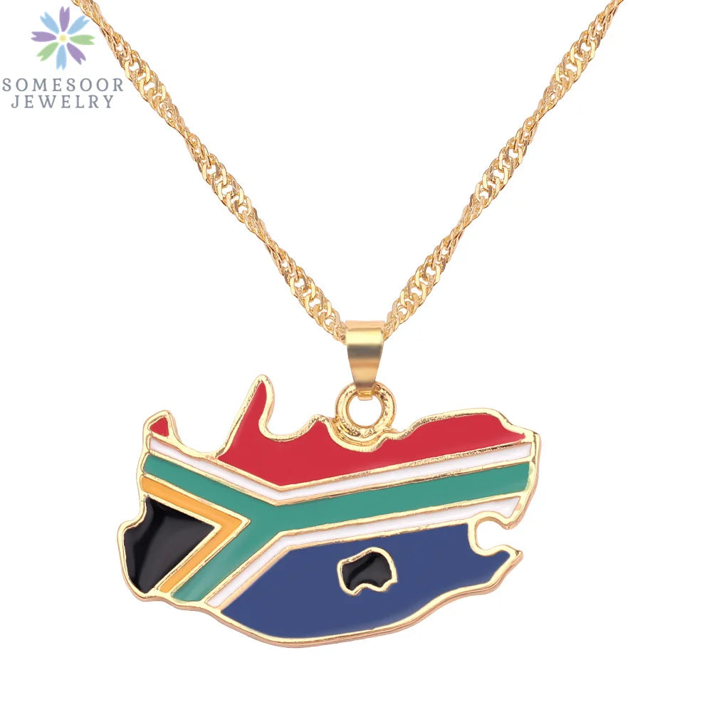 Stijlvolle SOMESOOR Afrikaanse nationale vlag ketting - Vier Nigeria, Ghana en Jamaica met hip-hop emaille hanger kettingjuwelen - Perfect cadeau voor vrouwen