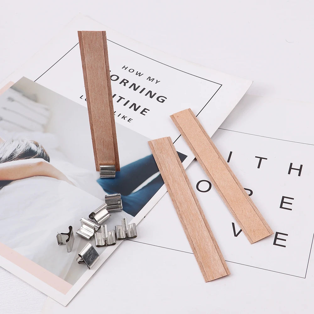 Double Layer Wooden Candle Wicks with Base for Soy Wax DIY Candle Making Supplies