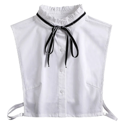 Chic 2024 Voorzijde Strik Witte Afneembare Kant Kraag voor Dames – Vintage Stijl Blouse Accessoire voor een Modebewuste Uiterlijk