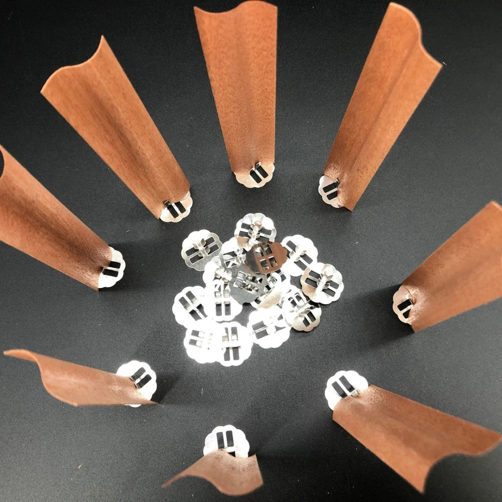 Flame Shaped Wooden Candle Wicks with Metal Base Smokeless Crackling Wick for DIY Soy Wax Candle Making 10pcs