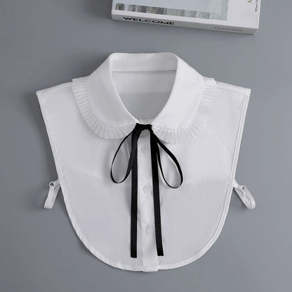 Chic 2024 Voorzijde Strik Witte Afneembare Kant Kraag voor Dames – Vintage Stijl Blouse Accessoire voor een Modebewuste Uiterlijk