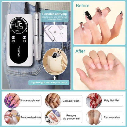 Ultieme Draagbare Elektrische Vijl met Weergave - Professionele Nagelgrinder en Accessoireset voor Perfecte Nagels!