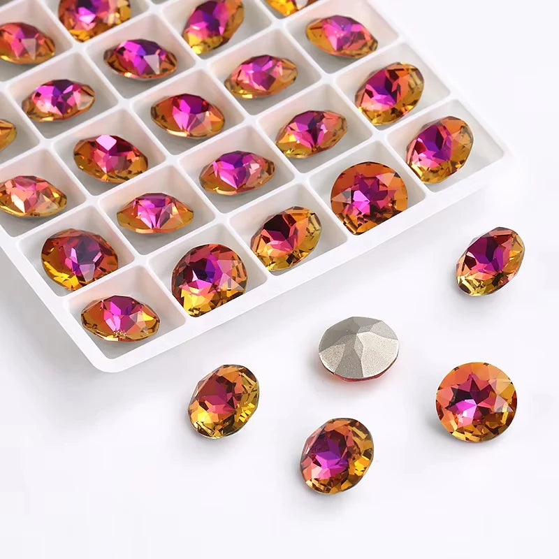 20 Pieces of Round K9 Glass Rhinestones Pointback Crystal 32 Facet Loose Stones for Jewelry Making Nail Art Garment Decor