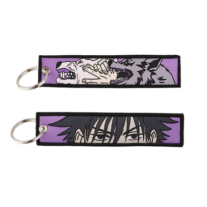 Stijlvolle Japanse Anime Geborduurde Sleutelhangers – Perfecte Sleuteltags voor Motorfietsen, Auto's en Rugzakken – Trendy Sleutelhanger Cadeaus voor Vrienden!
