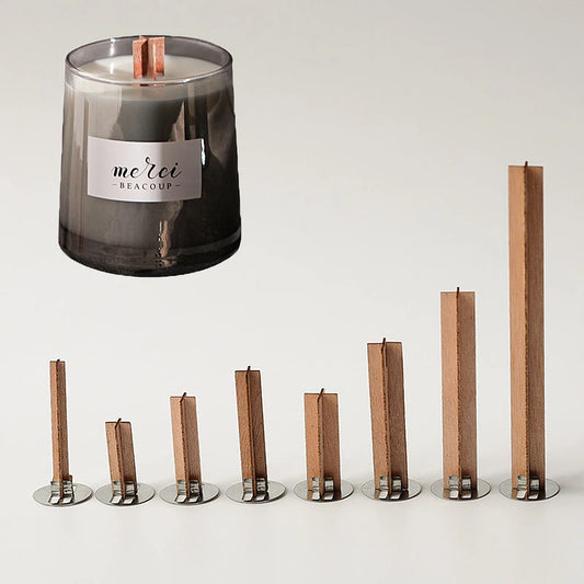 Cross Wooden Candle Wicks with Metal Clips Smokeless Wood Wick Cores for DIY Jar Candle Making
