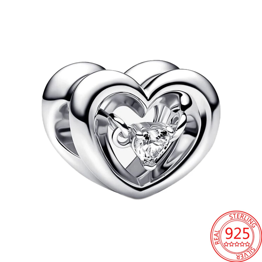 925 Sterling Silver Charm Beads Hearts Scooter Dumbbell Pearl DIY Bracelet Jewelry Making Supplies