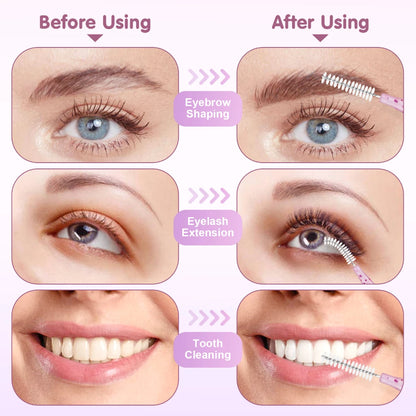 MAYOOC Mini Oogbrauwborstel Set – Wegwerp Oogbrowlifting & Permanent Borstels met Buigbare Microapplicators voor Perfecte Wimpertoepassing