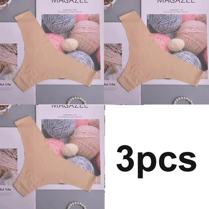 3-delige Naadloze IJden Zijde Lage Taille V-hals Slipjes voor Dames – Ademend, Sneldrogend Katoenen Kruideniers Ondergoed