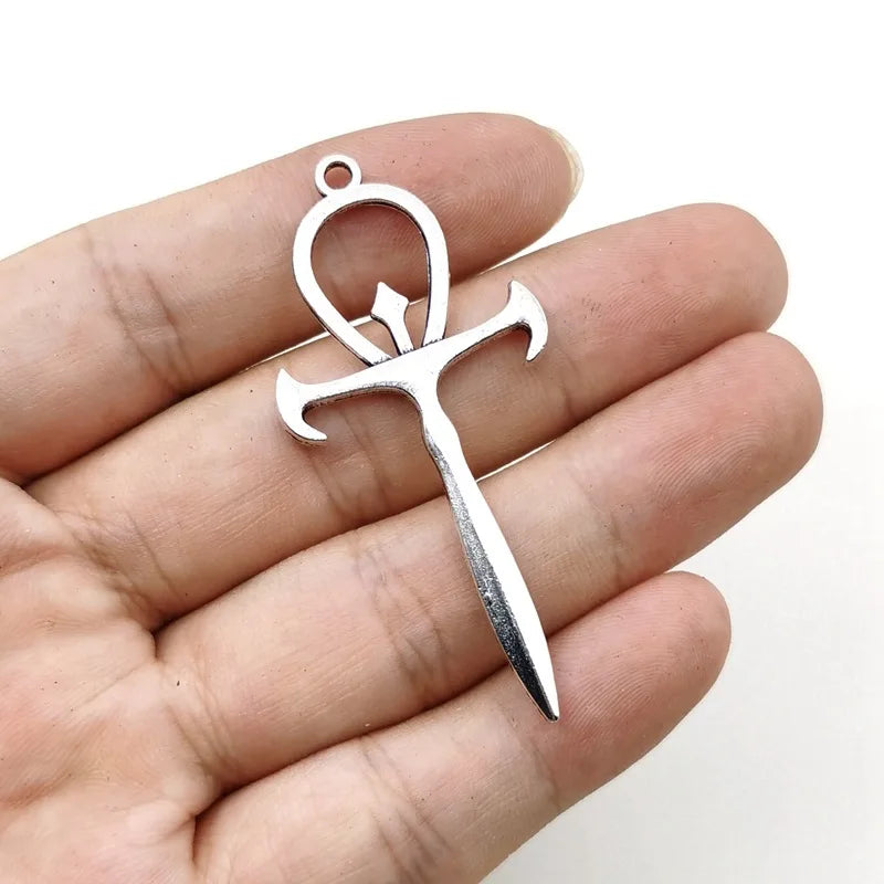 Forked Cross Charms Antique Silver Pendant DIY Jewelry
