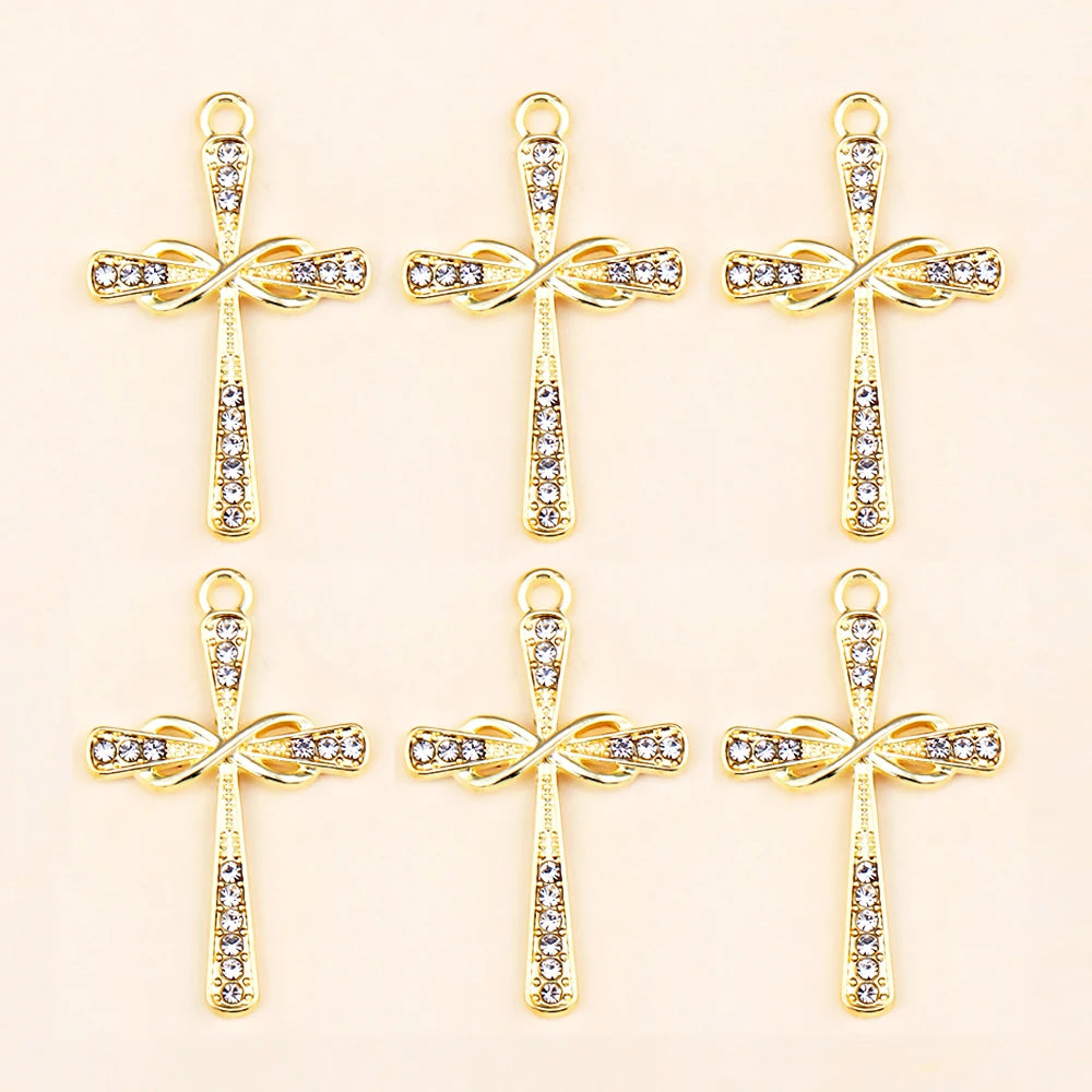 Crystal Cross Charms Gold Silver Crucifix Jewelry Making Supply