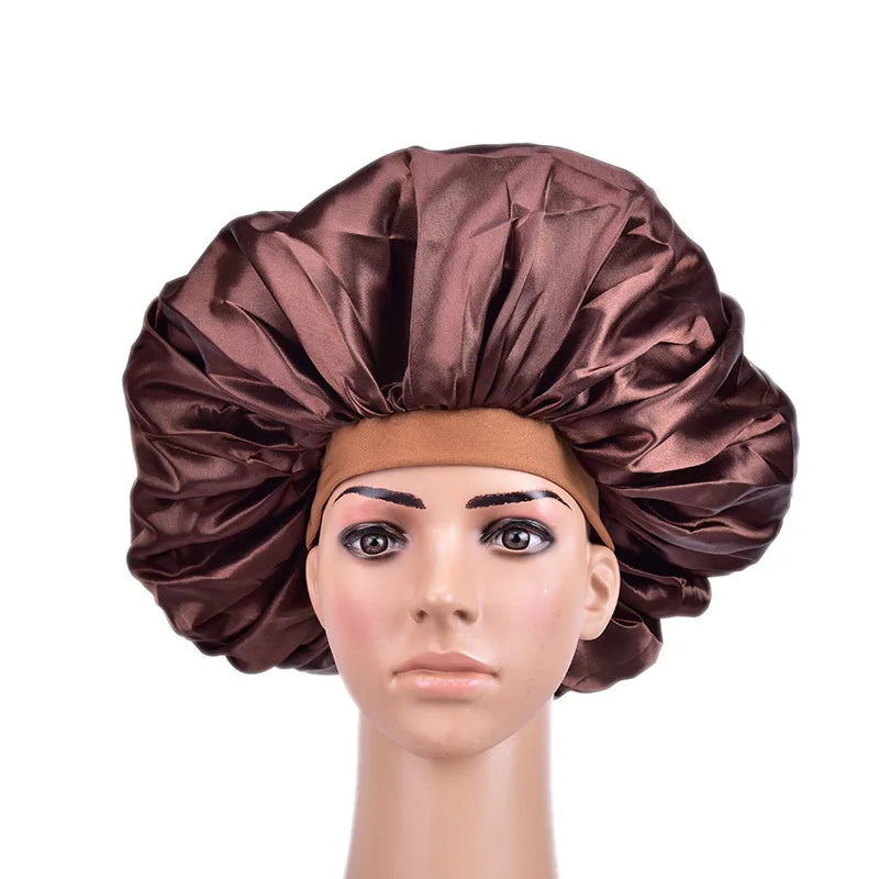 45cm diameter Big Size Satin Silk Bonnet, Night Sleep Cap for Curly & Springy Hair, Hair Protection Head Cover for Women