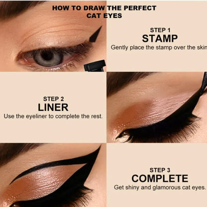 Ultimate Zwarte Eyeliner Stamp - Dubbelzijdige Waterdichte Vloeibare Pen voor Moeiteloze, Langdurige Ooglooks! Perfect Make-uptopper voor Vrouwen!