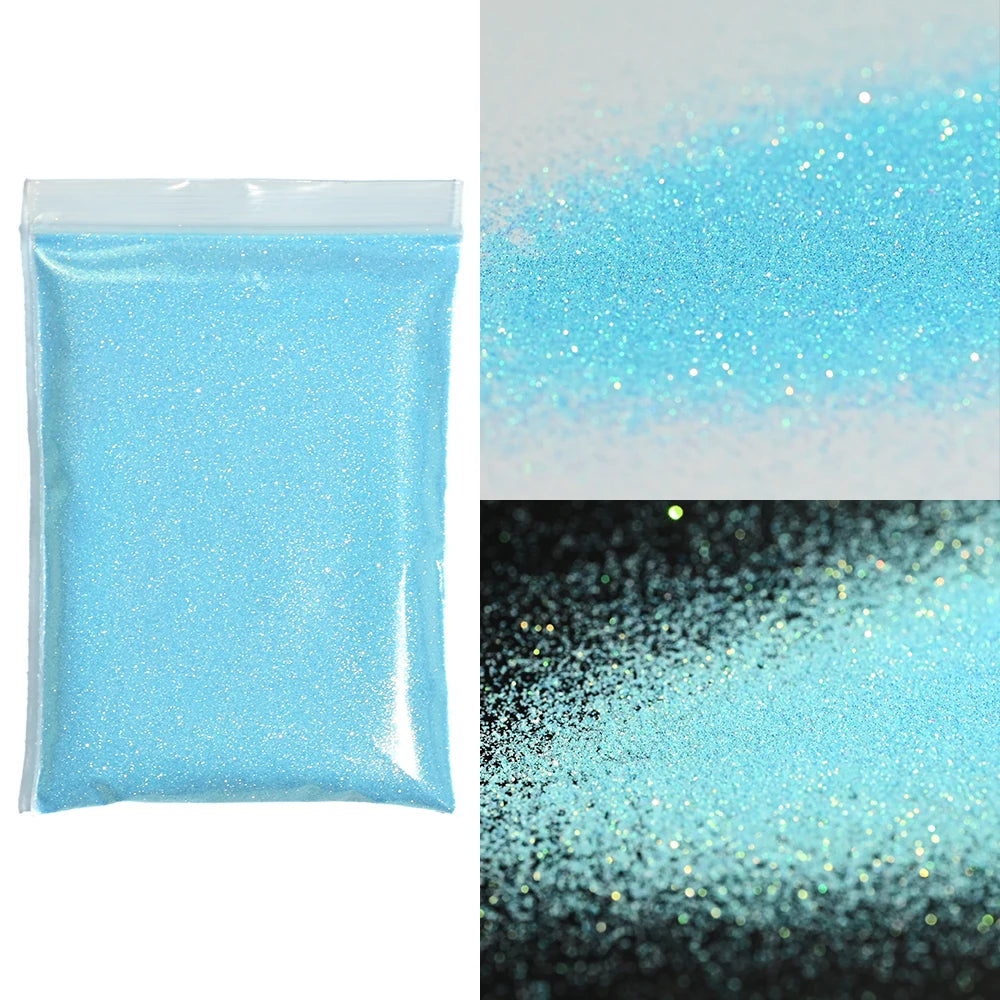 10g Blauw Groene Gloei-in-het-Donker Nagelpoeder - Luminieuze Pigmentstof voor Indrukwekkende Sieraden en Knutsel Decoraties