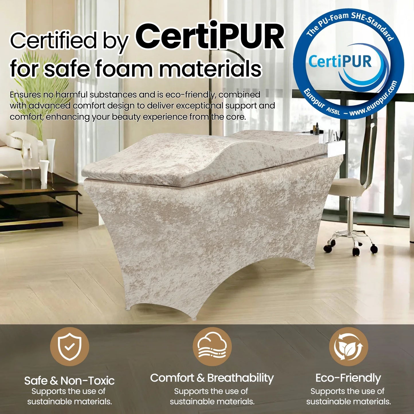 Lash Mattress and Cover Wave Memory Foam Lash Bed Beauty Salon Mattress Eyelash Foam Spa Beauty Bed Curved Topper