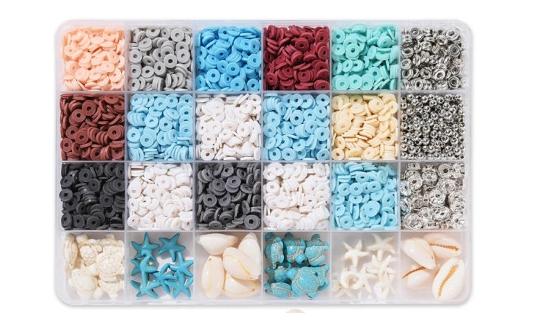 Perlen Set für Schmuckherstellung DIY Polymer Clay Perlen Bastelset für Armbänder Halsketten Ohrringe