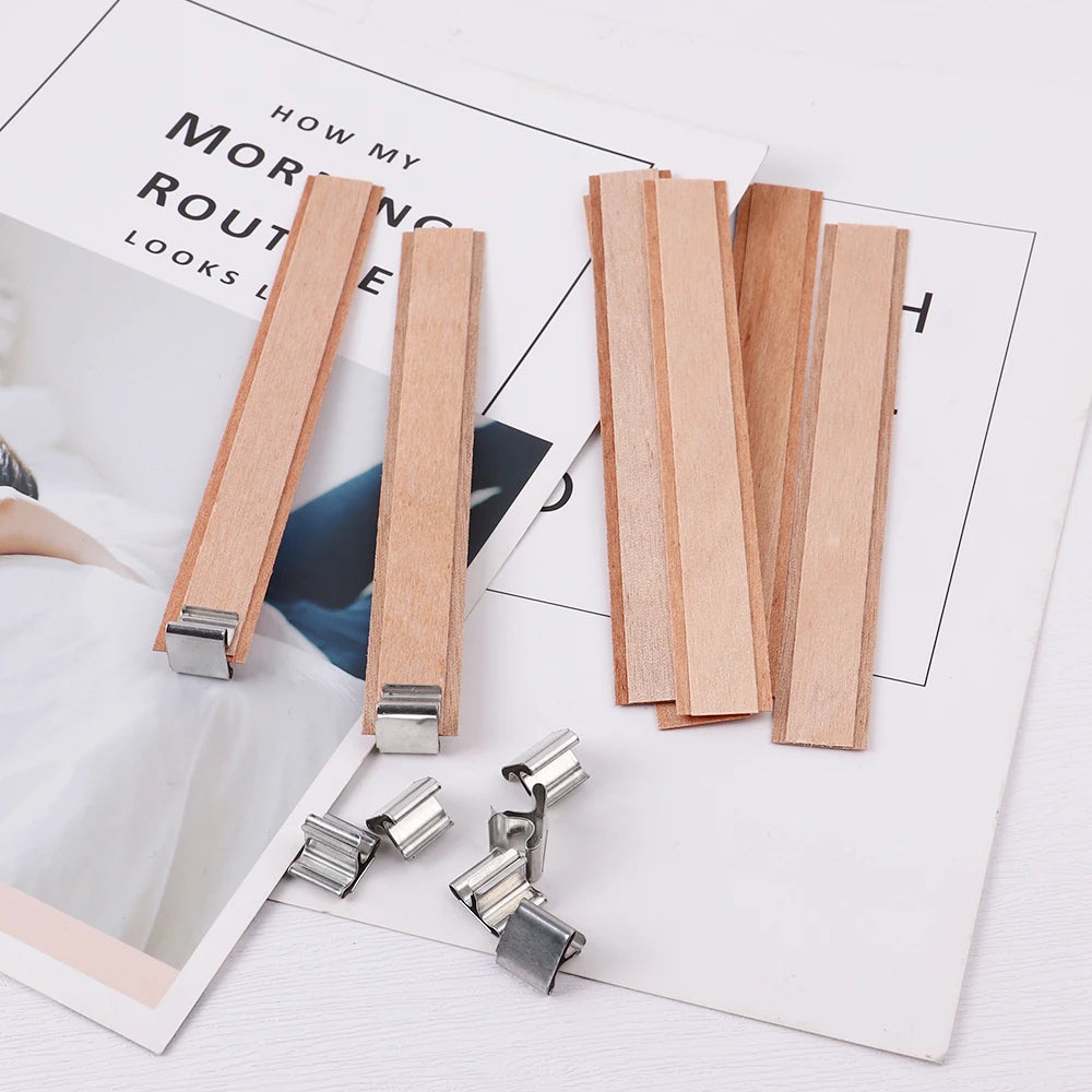 Double Layer Wooden Candle Wicks with Base for Soy Wax DIY Candle Making Supplies