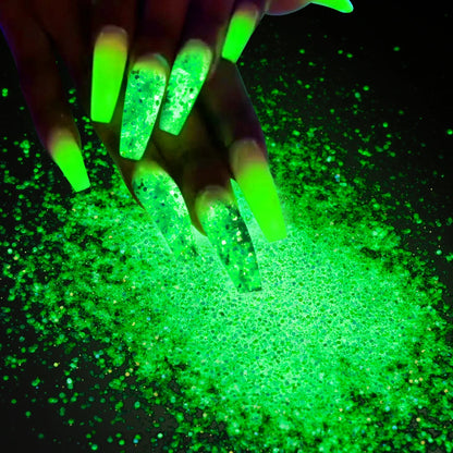 10g Blauw Groene Gloei-in-het-Donker Nagelpoeder - Luminieuze Pigmentstof voor Indrukwekkende Sieraden en Knutsel Decoraties