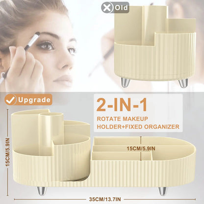 Ultieme 360° Draaibare Make-up Organizer - Ruimtelijke Borstelhouder Perfect voor Vanity Decor, Badkamer Bladen en Bureau Opslag!