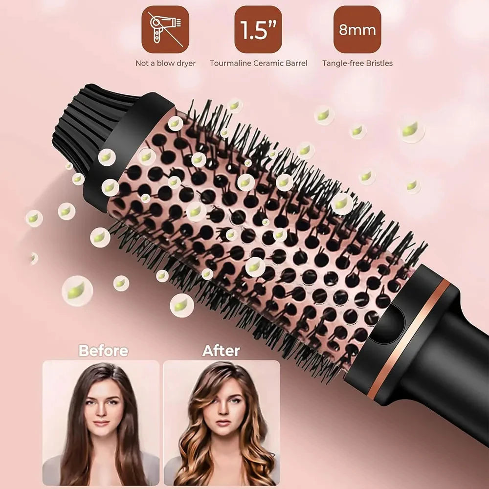 Ultieme 3-in-1 Ionische Haarstylings Tool: Professionele Krultang, Steilborstel & Verhitte Borstel met Anti-brandtechnologie