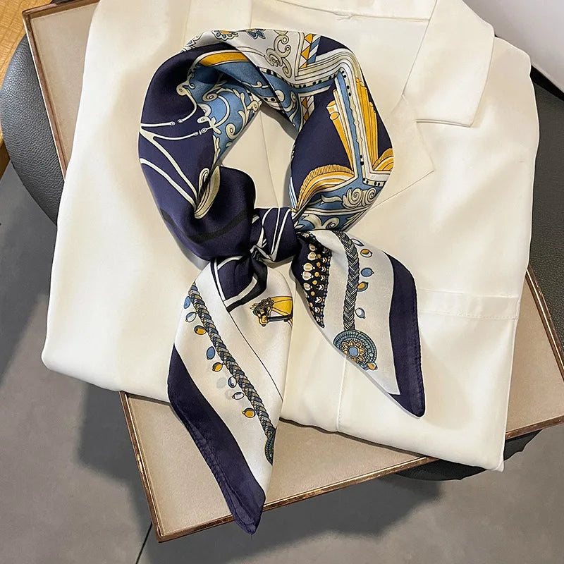 Chique 2023 Zijden Nek Sjaal met Elegante Paardenprint voor Vrouwen - Veelzijdige Vierkante Haarwraps, Foulards en Bandana Opties