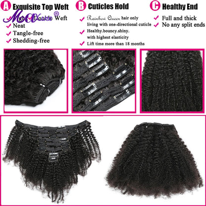 Maxine Kinky Curly Clip-In Haarextensions voor een Volle Afro Look - Premium Mensenhaar in Natuurlijk Zwart