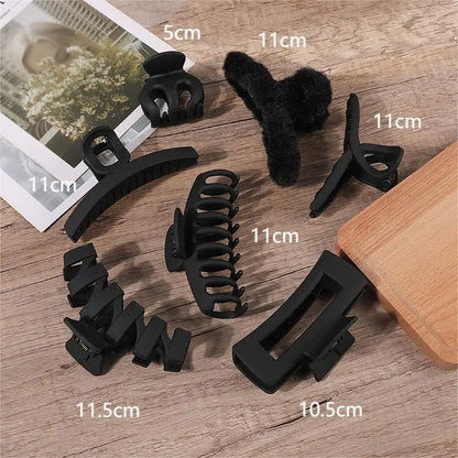 Stijlvolle 4/5/7-delige Vrouwen Hoofdeksels Set - Trendy Koffie Zwarte Acryl Haar Klemmen en Haartoebehoren voor Meisjes