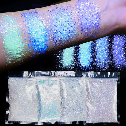 10g Blauw Groene Gloei-in-het-Donker Nagelpoeder - Luminieuze Pigmentstof voor Indrukwekkende Sieraden en Knutsel Decoraties