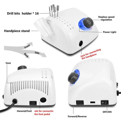 Krachtige 210 Pro IV Nagelboor - 65W, 45000 RPM Elektrische Snijders voor Professionele Manicure en Nagelpolijsten