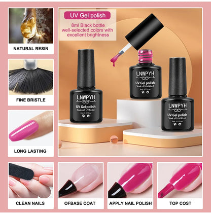 Ultimate Gel Nagellak Set: Compleet Pakket met UV Nagellamp, Elektrische Boor, Soak-Off Gel, Basis- en Topcoats, en Essentiële Nagelgereedschappen!