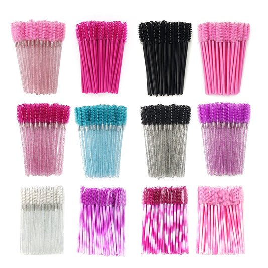 ANNAFRIS 50st Soft-Head Wegwerplashborstels - Crystal Wimpers en Wenkbrauwextensions voor Perfecte Make-up Toepassing