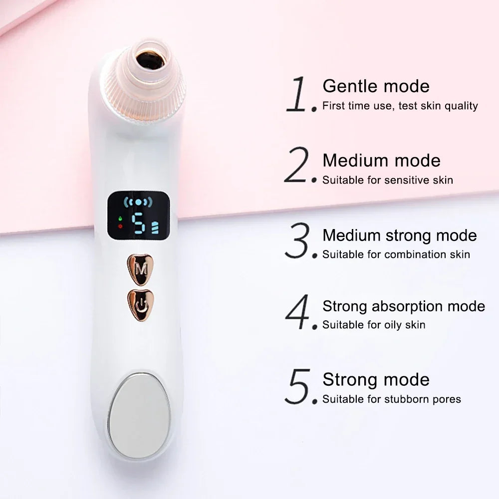Geavanceerde Gezichts Blackhead en Acne Verwijderaar Machine – Verhitte Elektrische Extractor voor Diepe Reiniging en Panneloze Huid