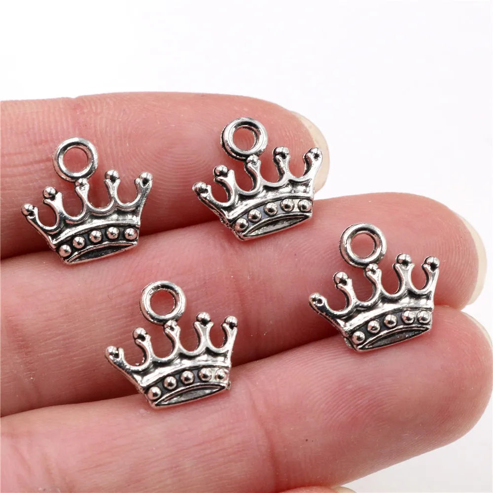 20pcs Crown Charms Antique Silver Gold Bronze Pendants