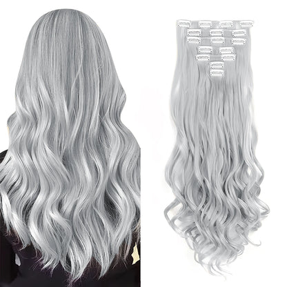 Luxe 22-Inch Krullend Golvend Clip-In Haar Extensions - 7-Delige Set voor een Volle Hoofd met Adembenemend Haar voor Vrouwen en Meisjes!