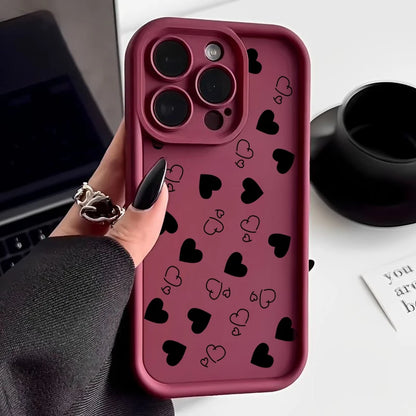 Stijlvolle Matte Hart Motief Telefoonhoes voor iPhone 16, 15, 14 Pro Max, 16E, 13, 12, 11, Mini, 7, 8 Plus, XR, XS Max en SE - Zachte en Schokbestendige Bescherming!
