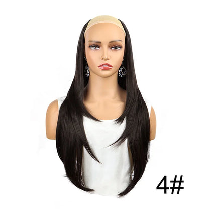 WIGSIN 22-Inch Luxueuze V-Vormige Gelaagde Synthetische Haarverlengingen – 4 Clips Lange Rechte Haarstuk voor Moeiteloze Elegant!