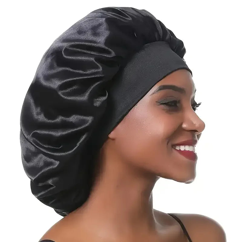 Satin Bonnet Silk Hair Bonnet Sleeping Sleep Bonnets Large Wide Soft Band for Curly Hair Braids Women's Night Cap for Hair Care