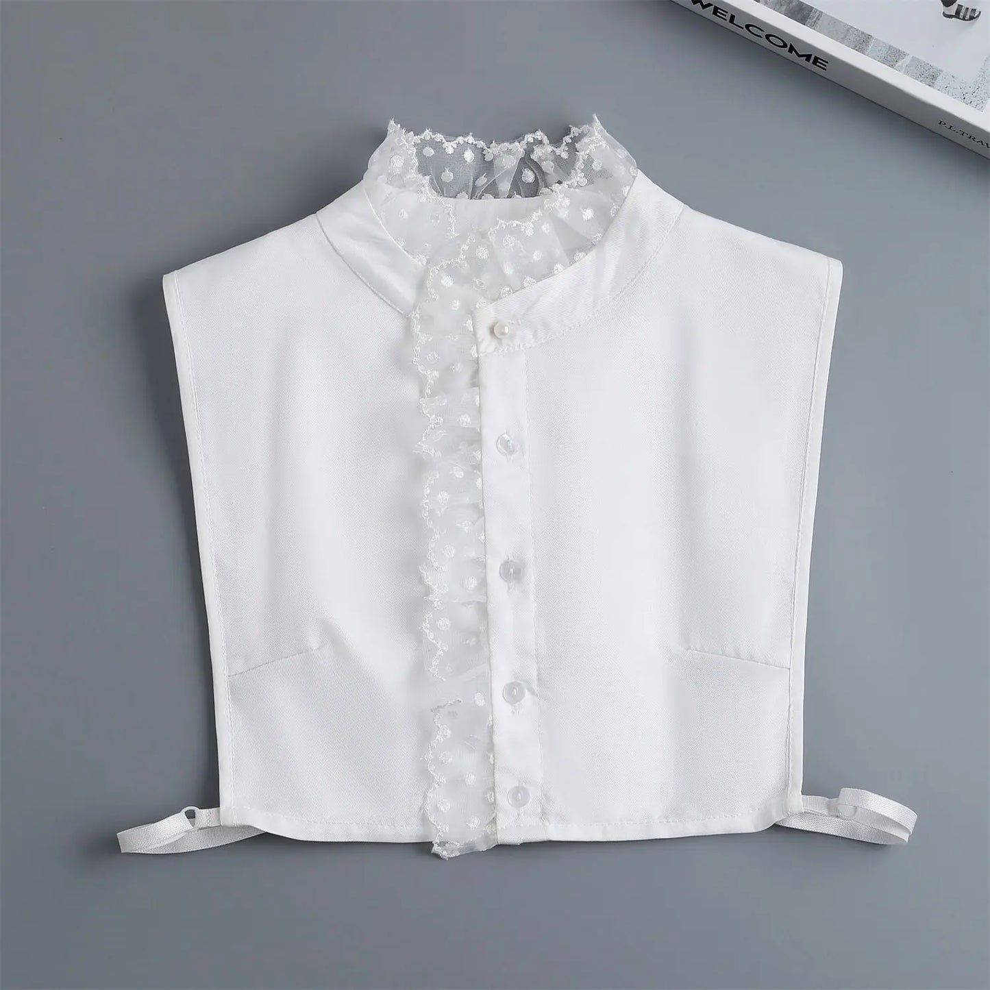 Chic 2024 Voorzijde Strik Witte Afneembare Kant Kraag voor Dames – Vintage Stijl Blouse Accessoire voor een Modebewuste Uiterlijk