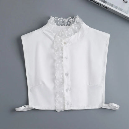 Chic 2024 Voorzijde Strik Witte Afneembare Kant Kraag voor Dames – Vintage Stijl Blouse Accessoire voor een Modebewuste Uiterlijk
