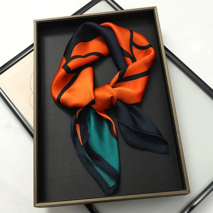 Verhoog je stijl met de 2024 mode 70x70 cm bedrukte zijden pashmina sjaal voor vrouwen - veelzijdige vierkante omslagdoek en stijlvolle haarband!