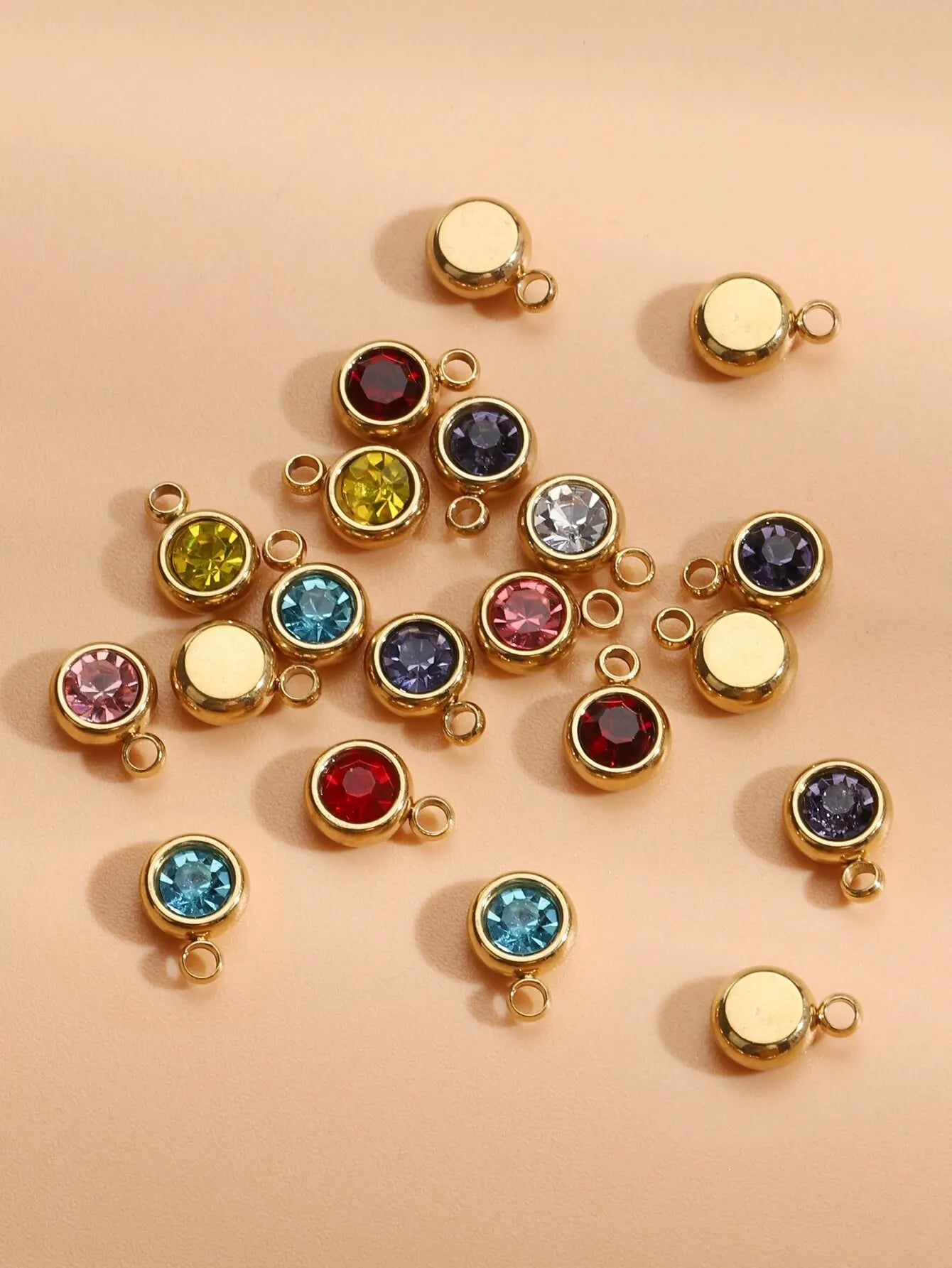 20pcs Stainless Steel Crystal Charms 6mm Pendants