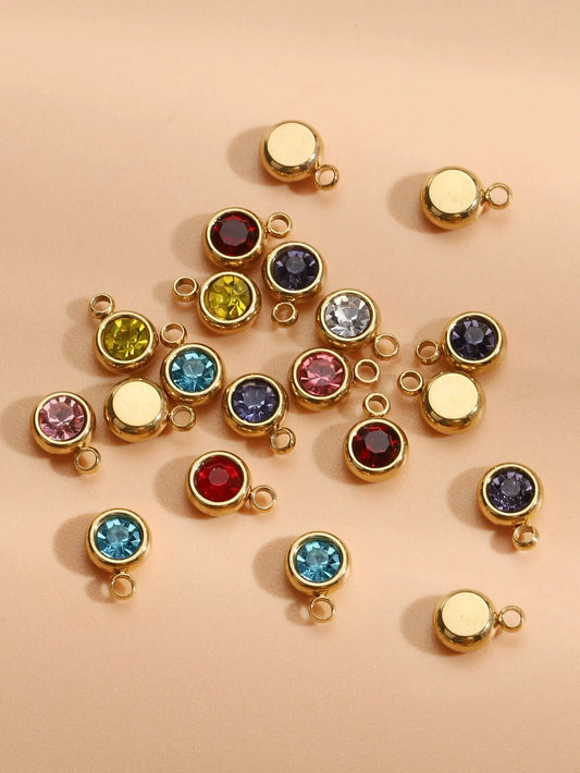 20pcs Stainless Steel Crystal Charms 6mm Pendants