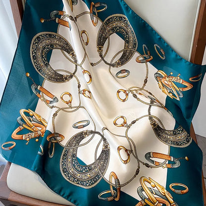 Chique 2023 Zijden Nek Sjaal met Elegante Paardenprint voor Vrouwen - Veelzijdige Vierkante Haarwraps, Foulards en Bandana Opties