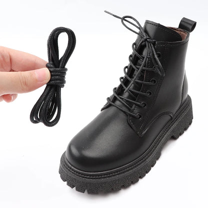 1Pair Round Waxed Shoelaces for Shoes Soild Cotton Boot Laces Leather Shoelace Waterproof Strings Sports Running Rope Shoe Lace
