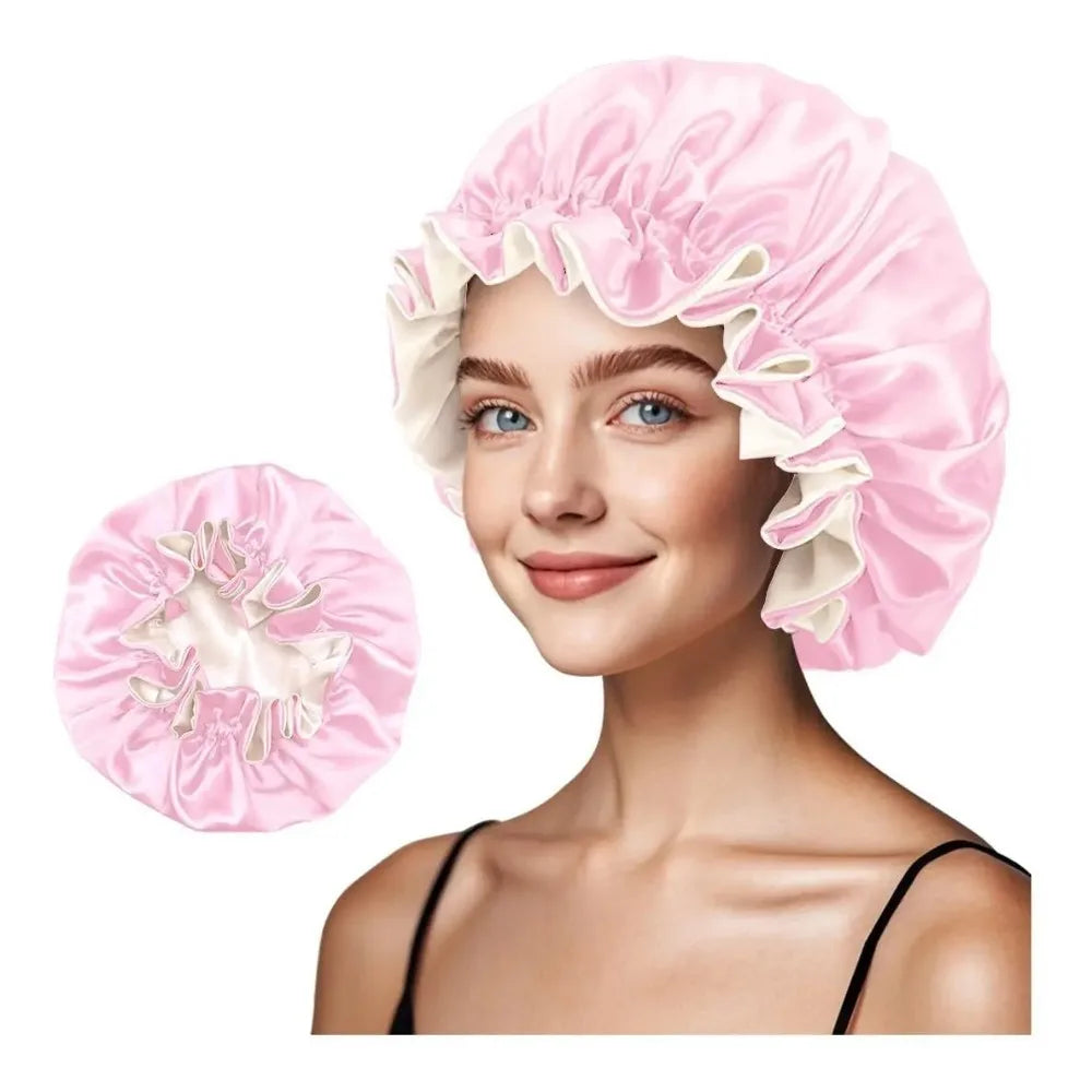 Double Layer Silk Satin Bonnet Lady Night Sleep Hats Fashion Shower Cap Head Cover for Women