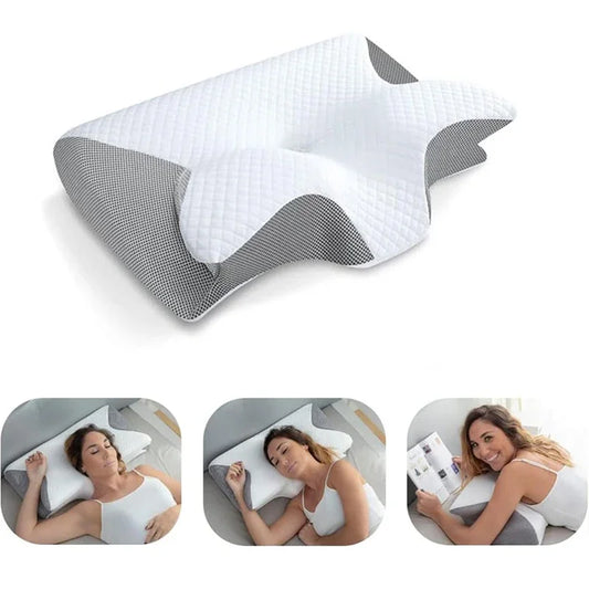 Deluxe 2-in-1 Ergonomisch Geheugenfoam Cervicale Kussen voor Ultieme Nekpijnverlichting - Gecontourd Orthopedisch Steunkussen