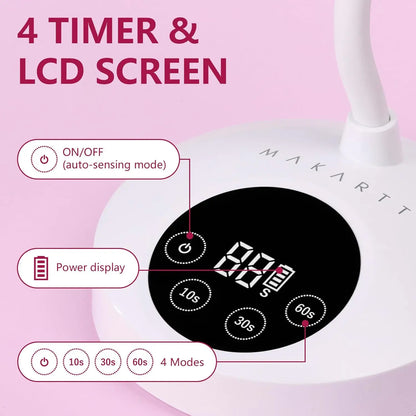 Makartt 10W Oplaadbare UV Nagellamp met Sensor - Draagbaar LED Licht voor Snelle Acrylnagelverlengingen en Gelpolish Uitharden