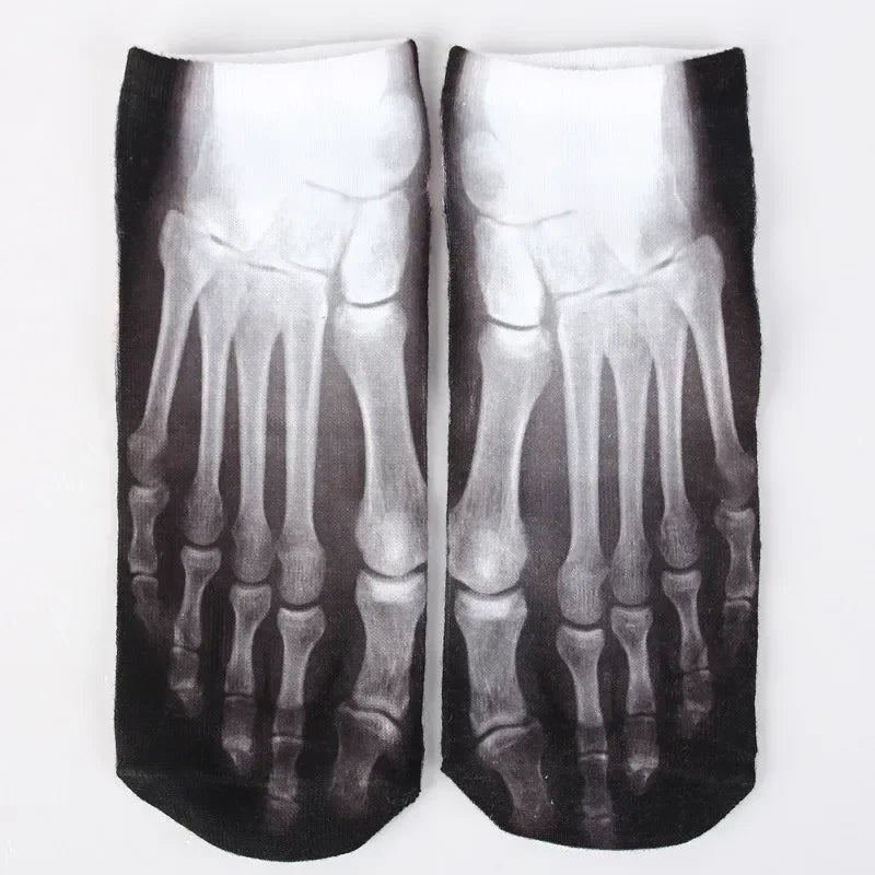 Trendy Ademend Korte Katoenen Sokken met Grappige 3D Skull Letterprint voor Mannen – Stijlvolle Laag Model Sport Boot Sokken