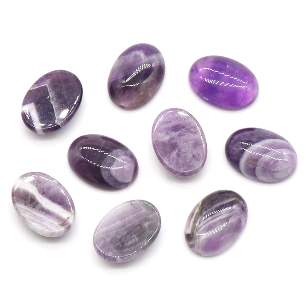 20pcs Natural Stone Oval Cabochons Flat Back Gemstones for Jewelry Making DIY Ring Pendant Earring Craft Supplies